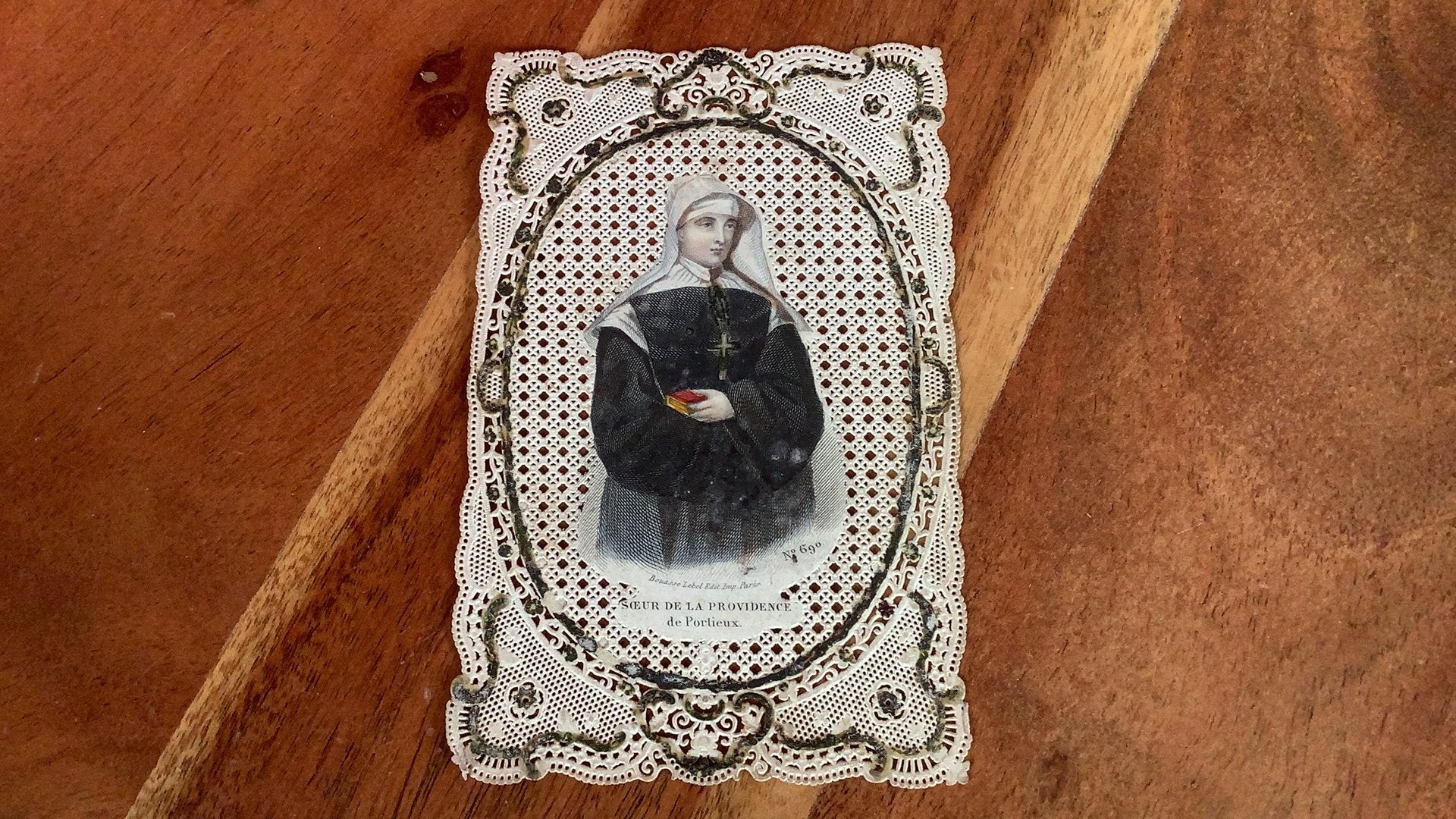 Antique Holicard zeer mooi  lace canivet, Verzamelen, Bidprentjes en Rouwkaarten, Ophalen of Verzenden