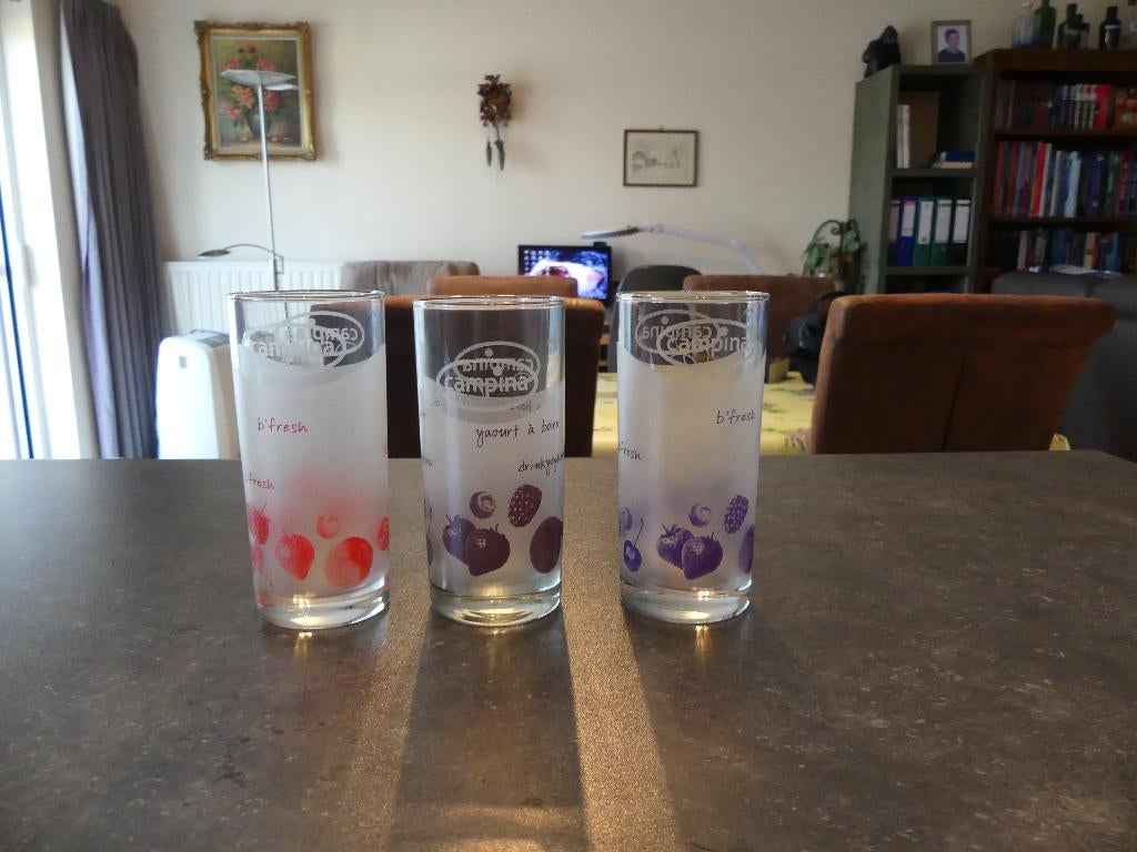 3 Campina glazen: NIEUW!, Collections, Verres & Petits Verres, Neuf, Verre à soda, Enlèvement ou Envoi