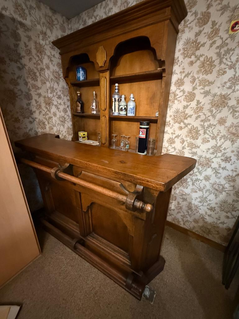 Massief eiken barkast / home bar – vintage rustieke stijl, Ophalen