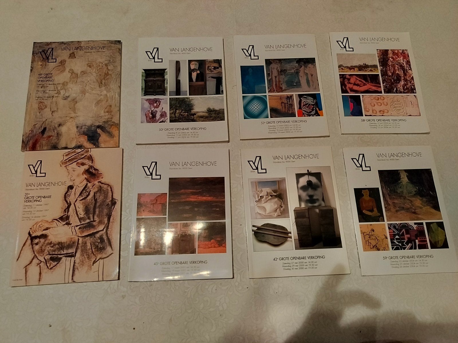 lot van 8 veilingcatalogi van Langenhove in goede staat, Ophalen of Verzenden