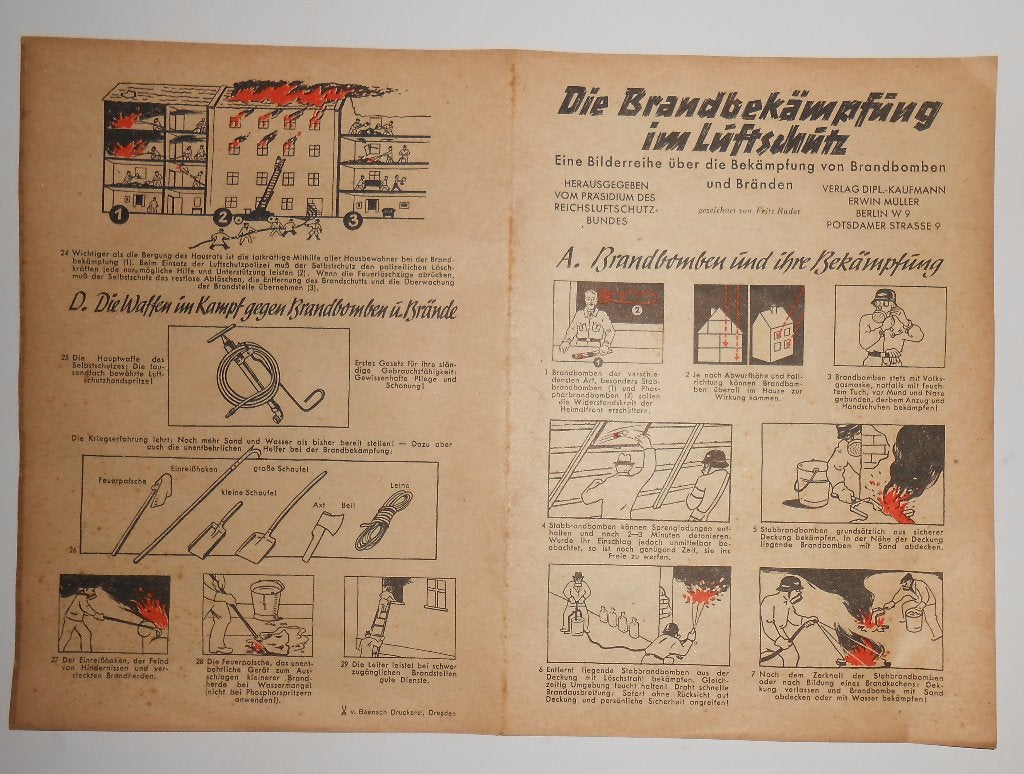 WW2 Luftschutz pamflet track officiële Luchtbescherming, Verzamelen, Ophalen of Verzenden, Overige soorten, Foto of Poster