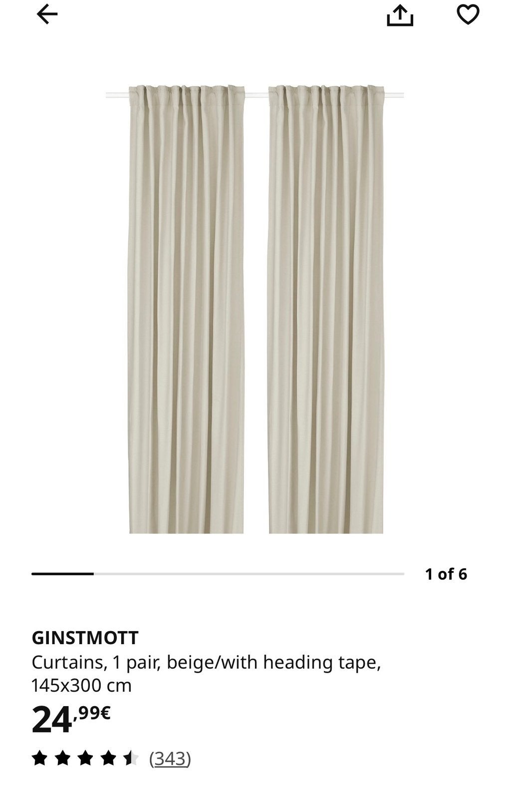 IKEA Curtians, biege, 145*300, IKEA, Enlèvement, Comme neuf