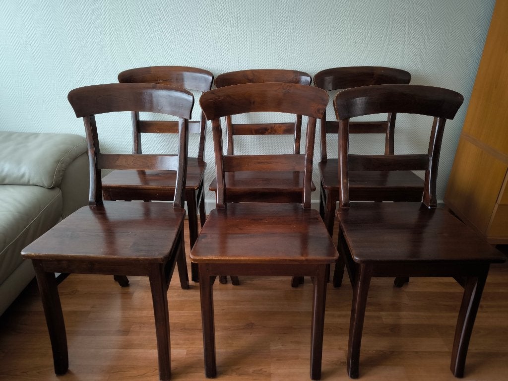 Chaises en bois massif (bistrot) /set de 6 chaises à 180€, Maison & Meubles, Bistro / Café, Brun, Enlèvement, Bois