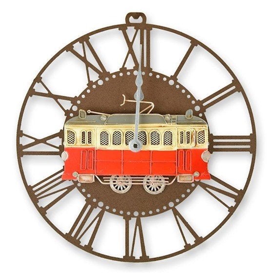 wandklok met trein , tram, Ophalen of Verzenden, Nieuw, Wandklok