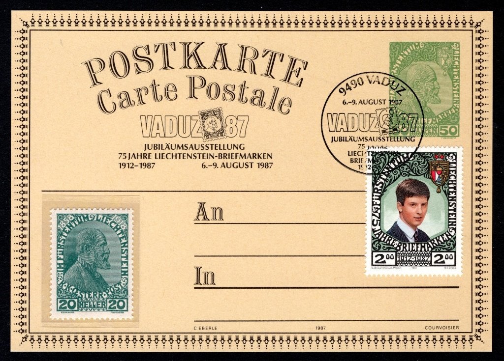 LIECHTENSTEIN 75 Jahre Liechstenstein-Briefmarken, Postzegels en Munten, Verzenden, Gestempeld