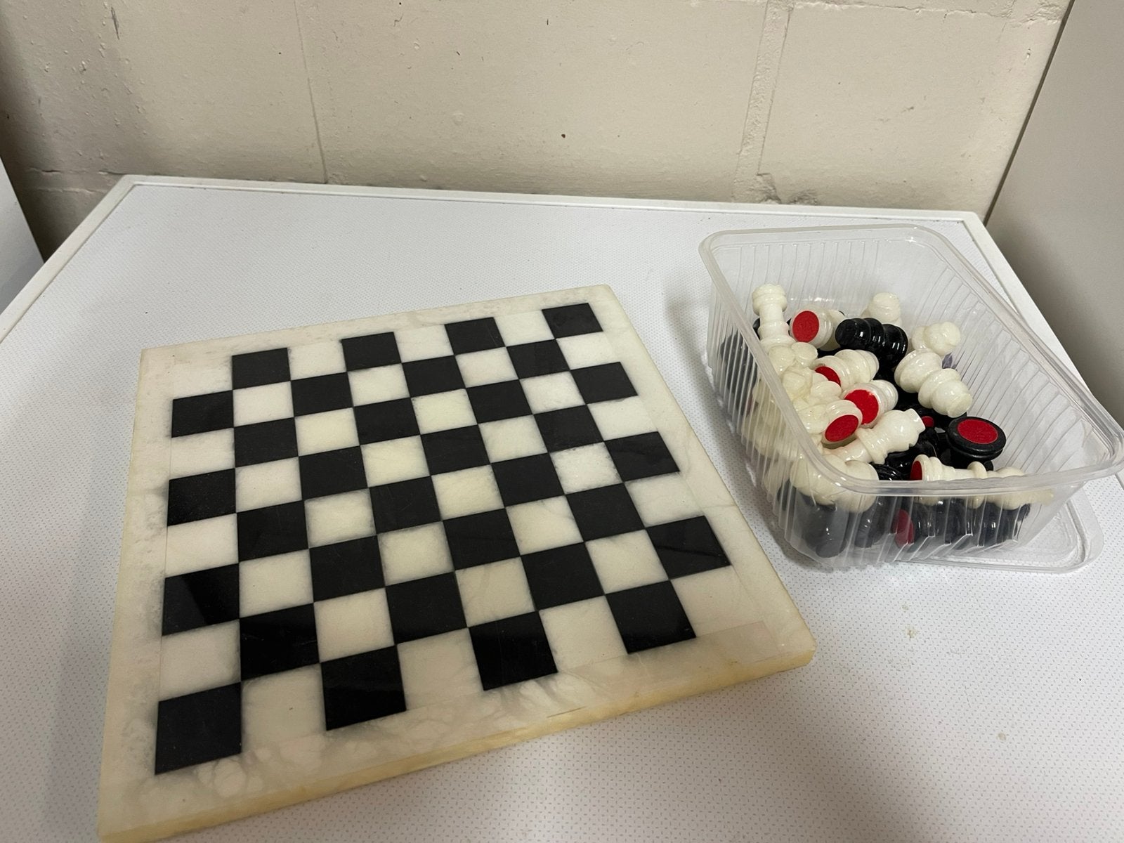 Schaakbord in marmer, Hobby en Vrije tijd, Ophalen of Verzenden, Zo goed als nieuw