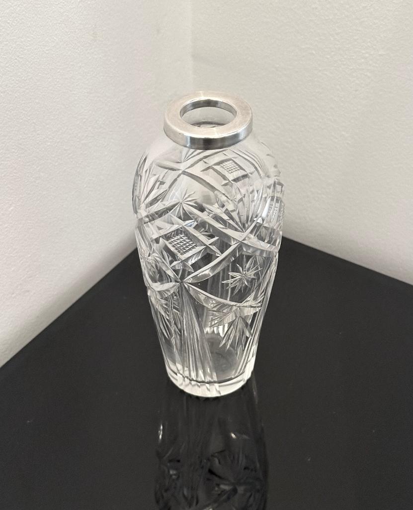 Vase soliflore cristal et argent Val Saint Lambert, Ophalen