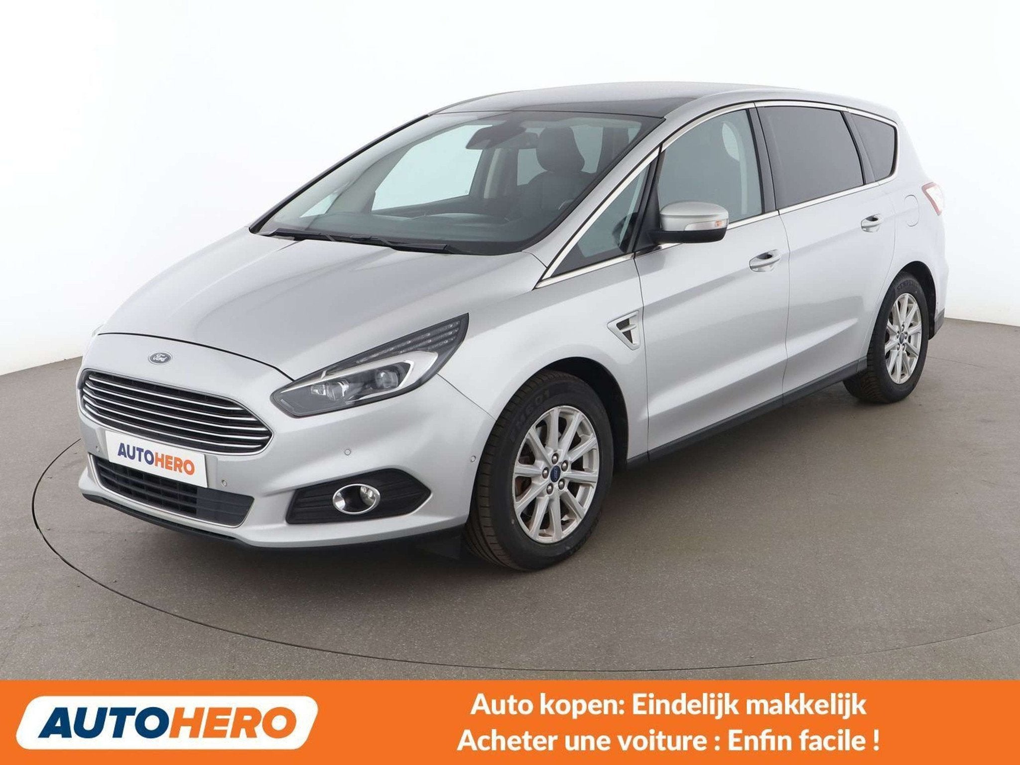 Ford S-Max 2.0 TDCi Titanium (bj 2015, automaat), Auto's, 1734 kg, Zwart, 7 zetels, Leder
