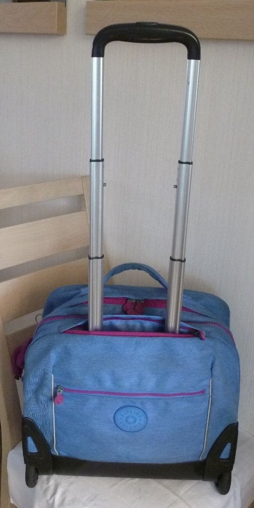 Kipling trolley "giorno" à 2 roulettes et bretelles + singe, Enlèvement ou Envoi, 30 à 40 cm, Utilisé, Bleu