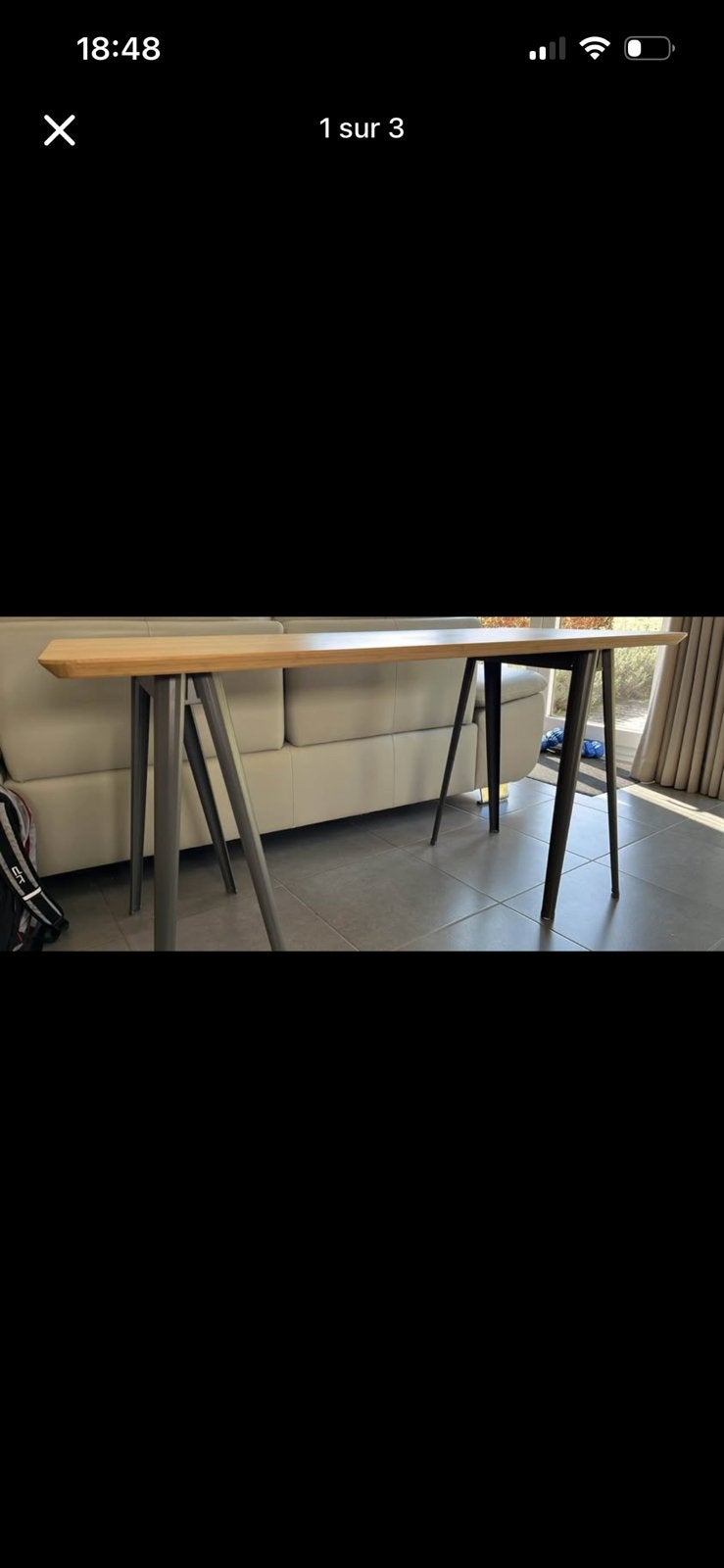 Bureau avec plateau en bambou ikea, Enlèvement, Comme neuf, IKEA, Métal