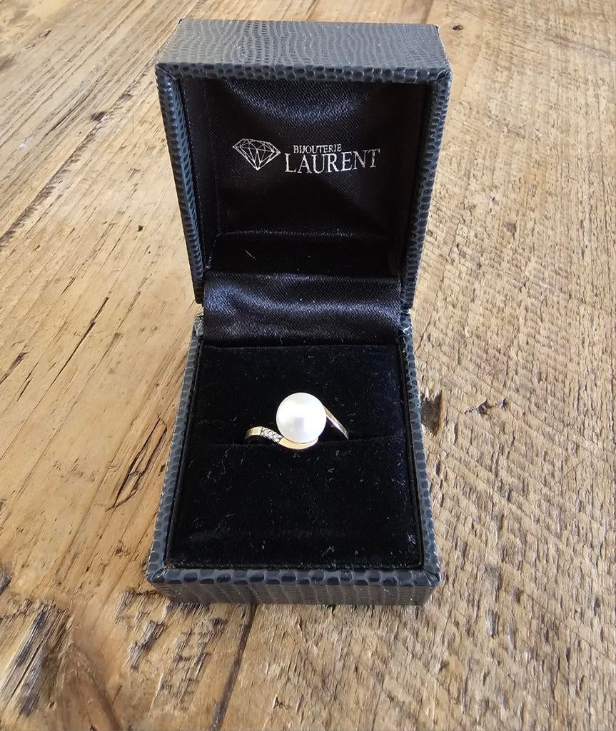 Bague or jaune véritable perle