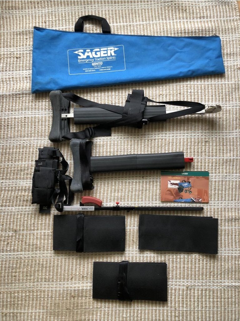Sager spalkset (traction splint) uit US army in foudraal