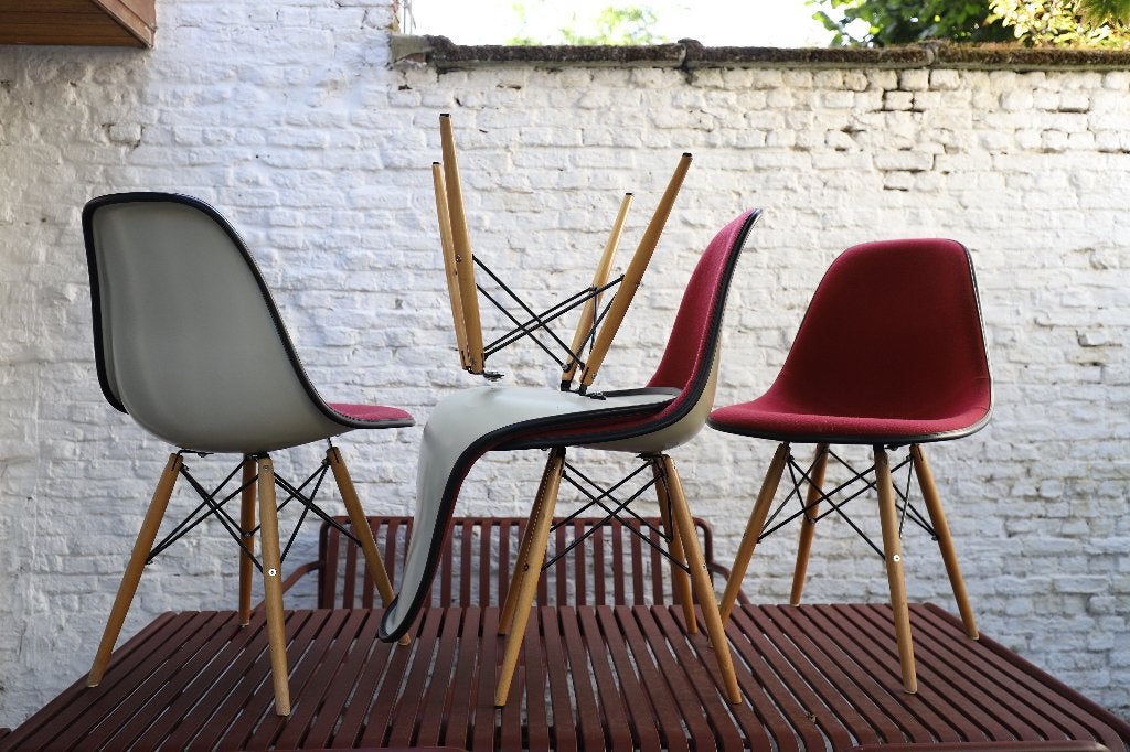 4x vintage Herman Miller Eames DSW stoelen – fiberglass, Ophalen, Mid-century Modern, Gebruikt, Hout
