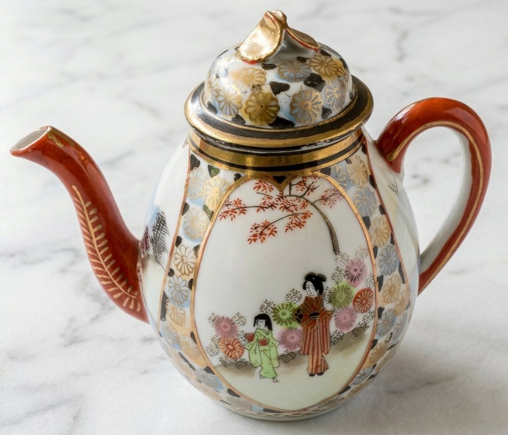keuken antieke vintage porceleinen japanse theepot '30, Maison & Meubles, Cuisine | Vaisselle, Neuf, Porcelaine, Théière, Enlèvement ou Envoi