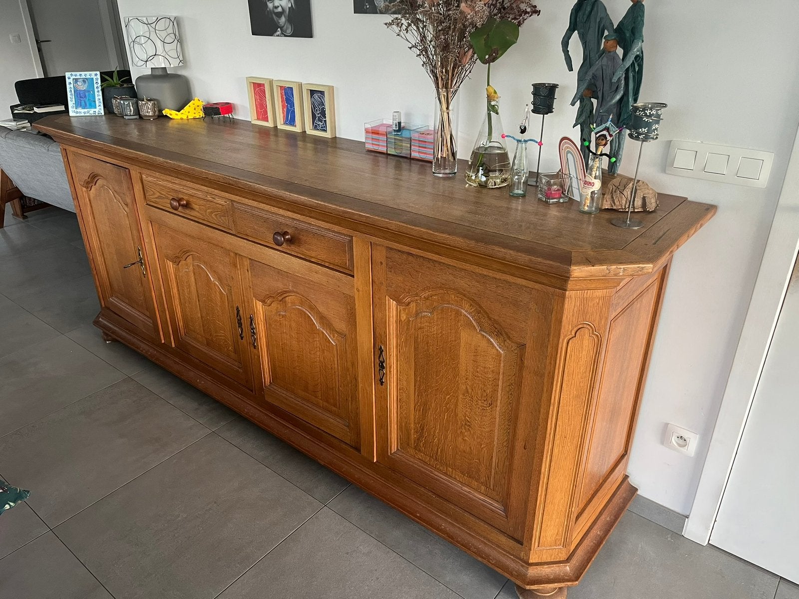 Eiken dressoir, Ophalen, Gebruikt, 150 tot 200 cm, Eikenhout