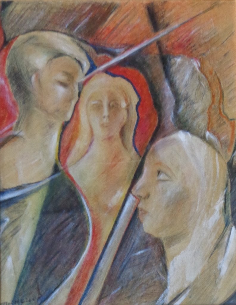 ROITTEZIO / FIGUREN / ORIGINEEL WERK / 77x62cm / KADER / SIG, Signé, Figures, Enlèvement, Papier/carton