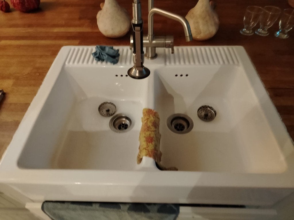 Keramische wasbak keuken, Maison & Meubles, Enlèvement, Utilisé, Blanc, 50 à 100 cm