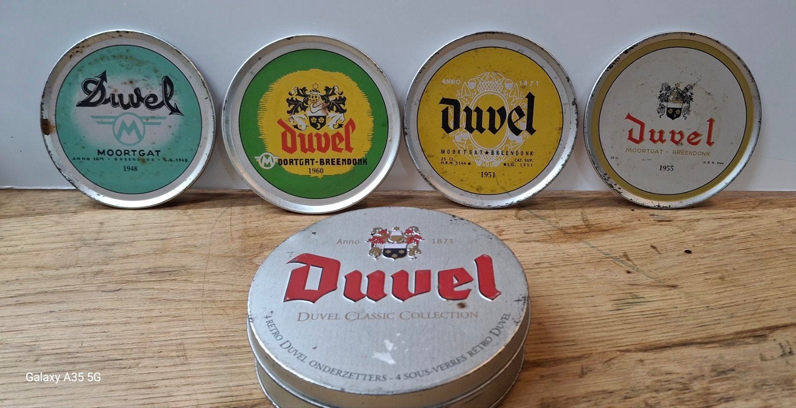 4 Duvel onderzetters, Verzamelen, Winkelwagenmuntjes, Ophalen