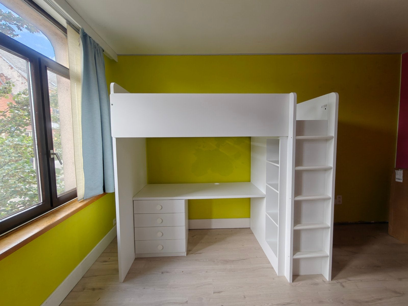 hoogslaper Småstad  met bureau+kast van Ikea in goede staat, Enlèvement, Utilisé, Une personne, Lit mezzanine