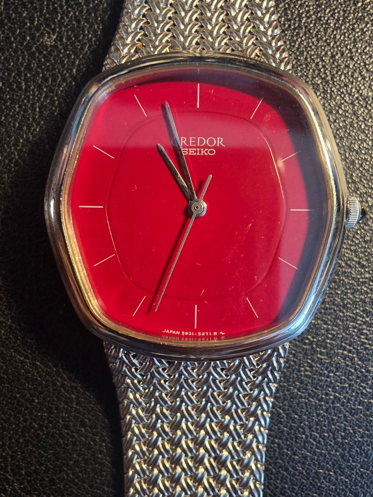 Superbe Seiko Credor Vintage – Cadran Rouge Rubis, Bijoux, Sacs & Beauté, Enlèvement, Acier, Acier, Seiko