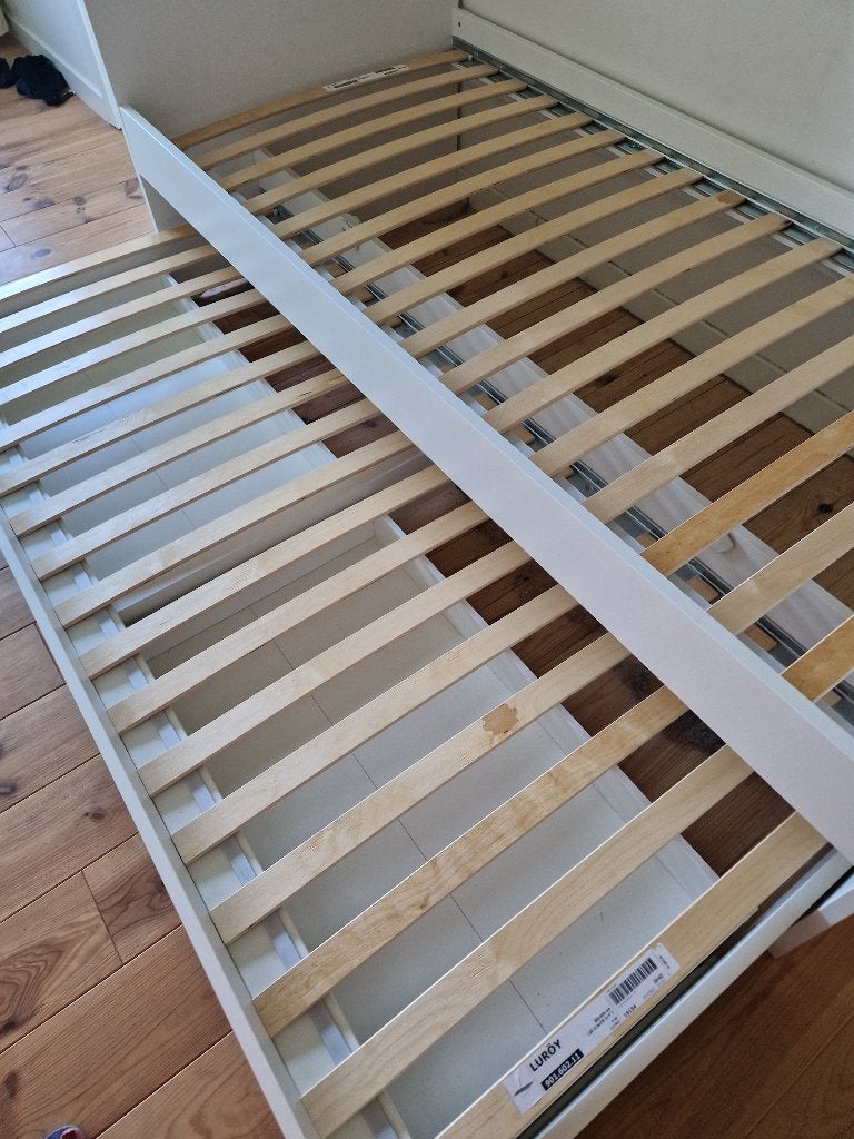 Bed Ikea met onderbed en lades, Huis en Inrichting, Slaapkamer | Bedden, Ophalen, 90 cm, Eenpersoons, Wit
