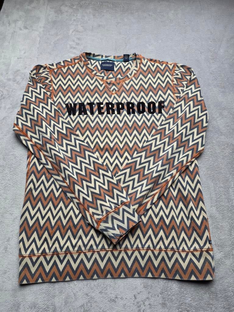 Scotch & Soda Waterproof sweater zigzag print – maat M, Ophalen
