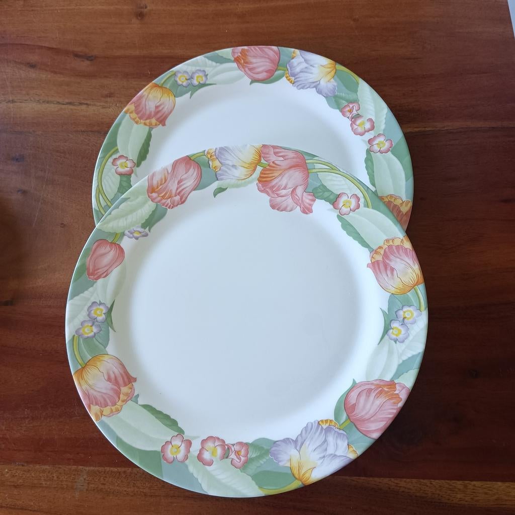 Deux grands plats à servir, fleurs printanières, Arcopal., Enlèvement ou Envoi