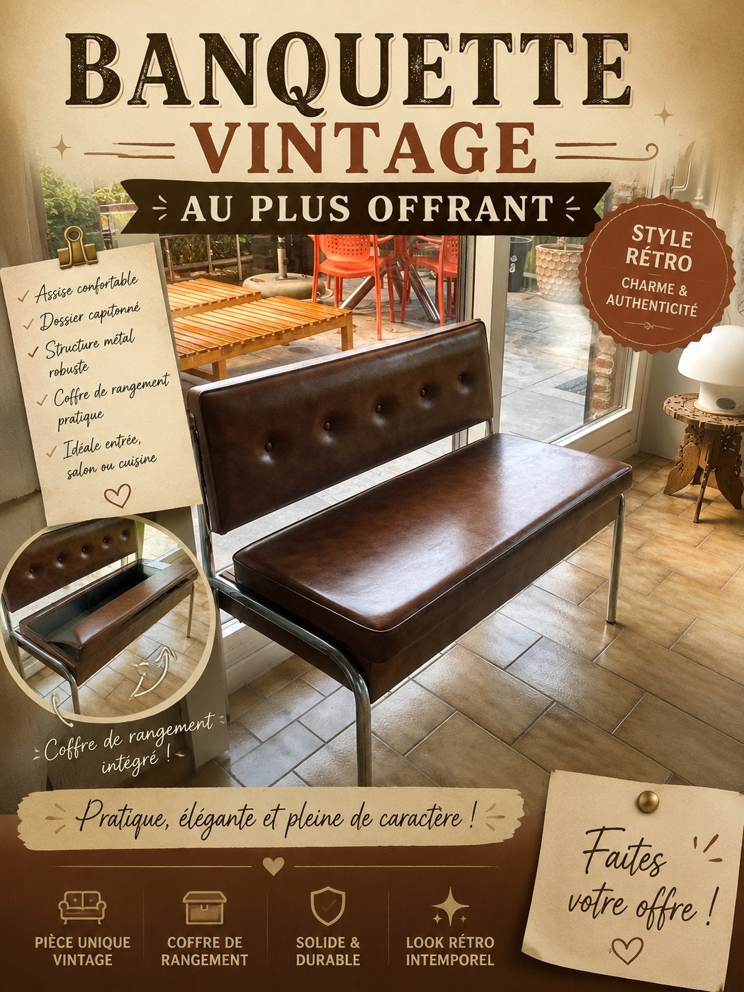 Banquette vintage, Enlèvement ou Envoi