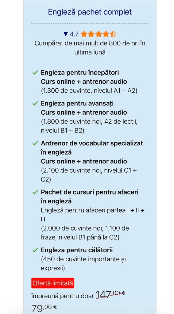 Curs complet de limba engleză A1–C2 | Online + Audio Trainer, Livres, Langue | Langues Autre, Envoi, Neuf, Non-fiction