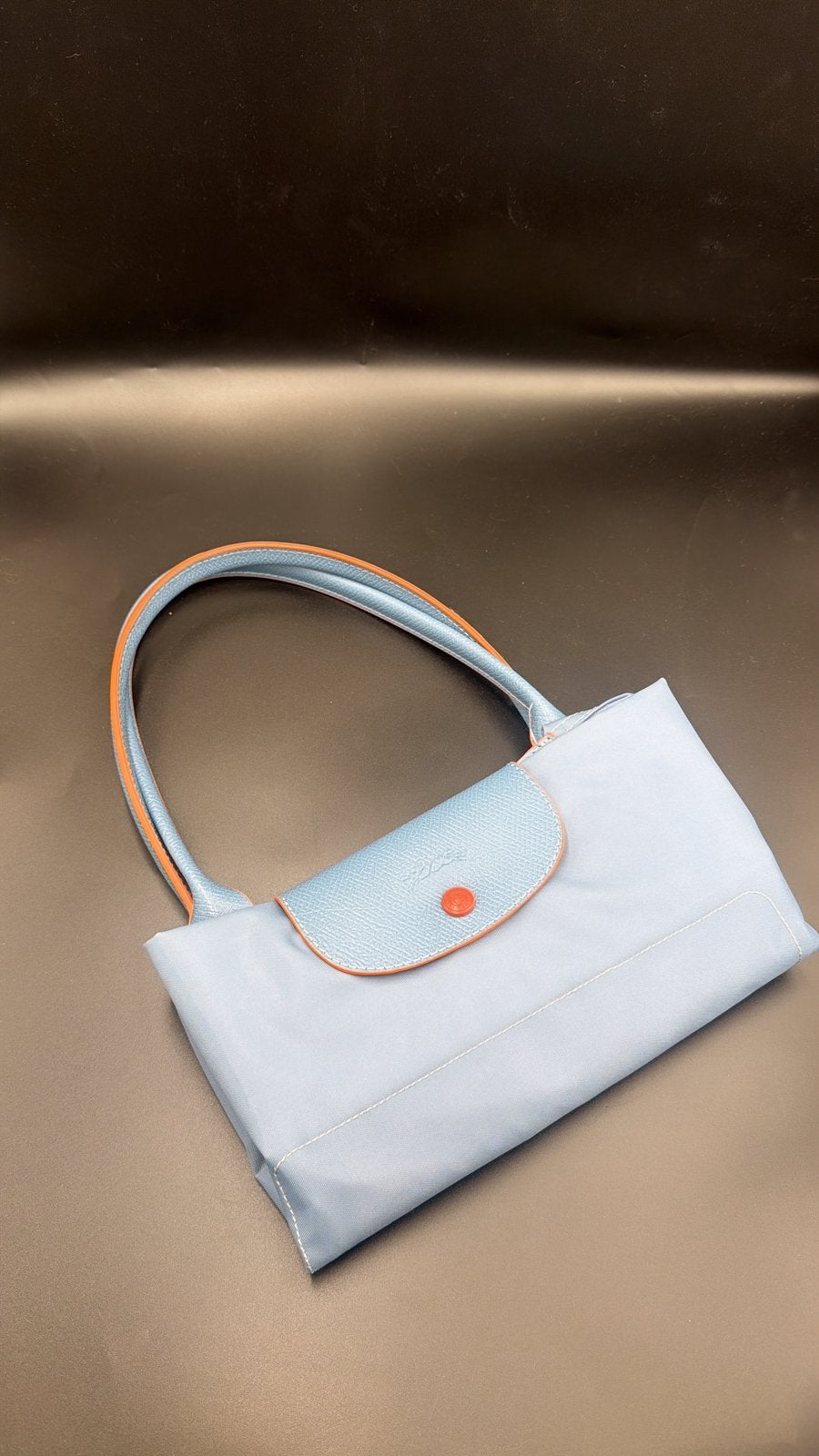 Sac Longchamp Le Pliage – Grand modèle – Bleu ciel & orange, Ophalen of Verzenden, Nieuw, Oranje, Handtas