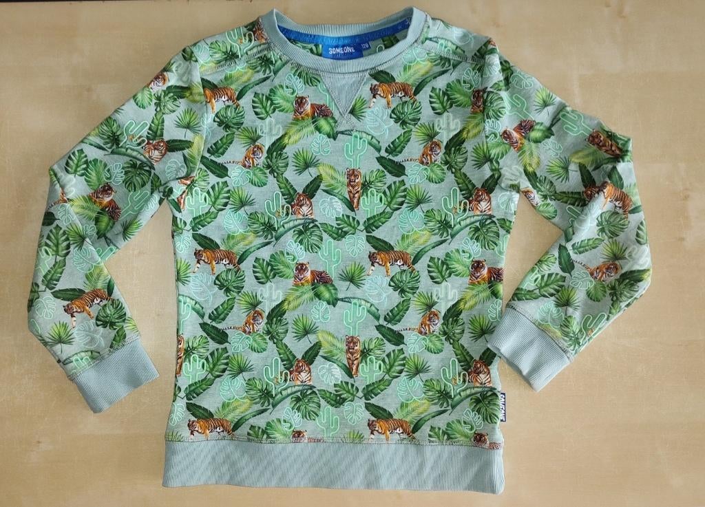 Mooie lichtgroene trui Someone met tijgers, maat 128, Kinderen en Baby's, Kinderkleding | Maat 128, Trui of Vest, Ophalen of Verzenden