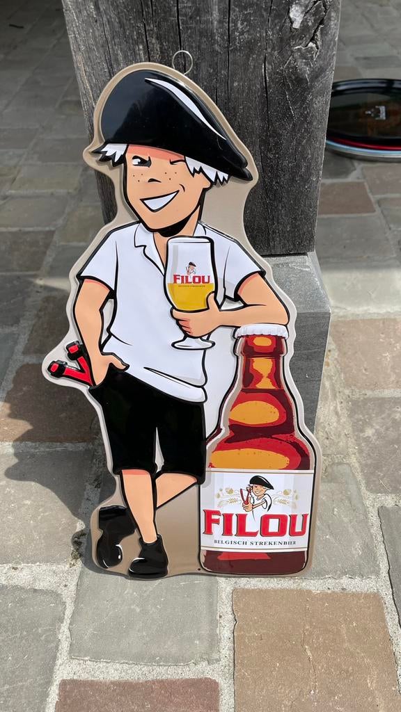Filou blikken bordje., Ophalen of Verzenden, Zo goed als nieuw, Reclamebord