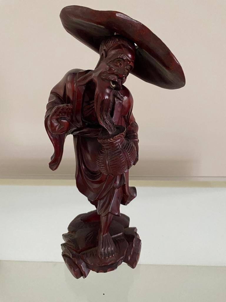 Aziatisch houten sculptuur, Ophalen of Verzenden, Handgemaakt, 20 - 50 cm, Beeld