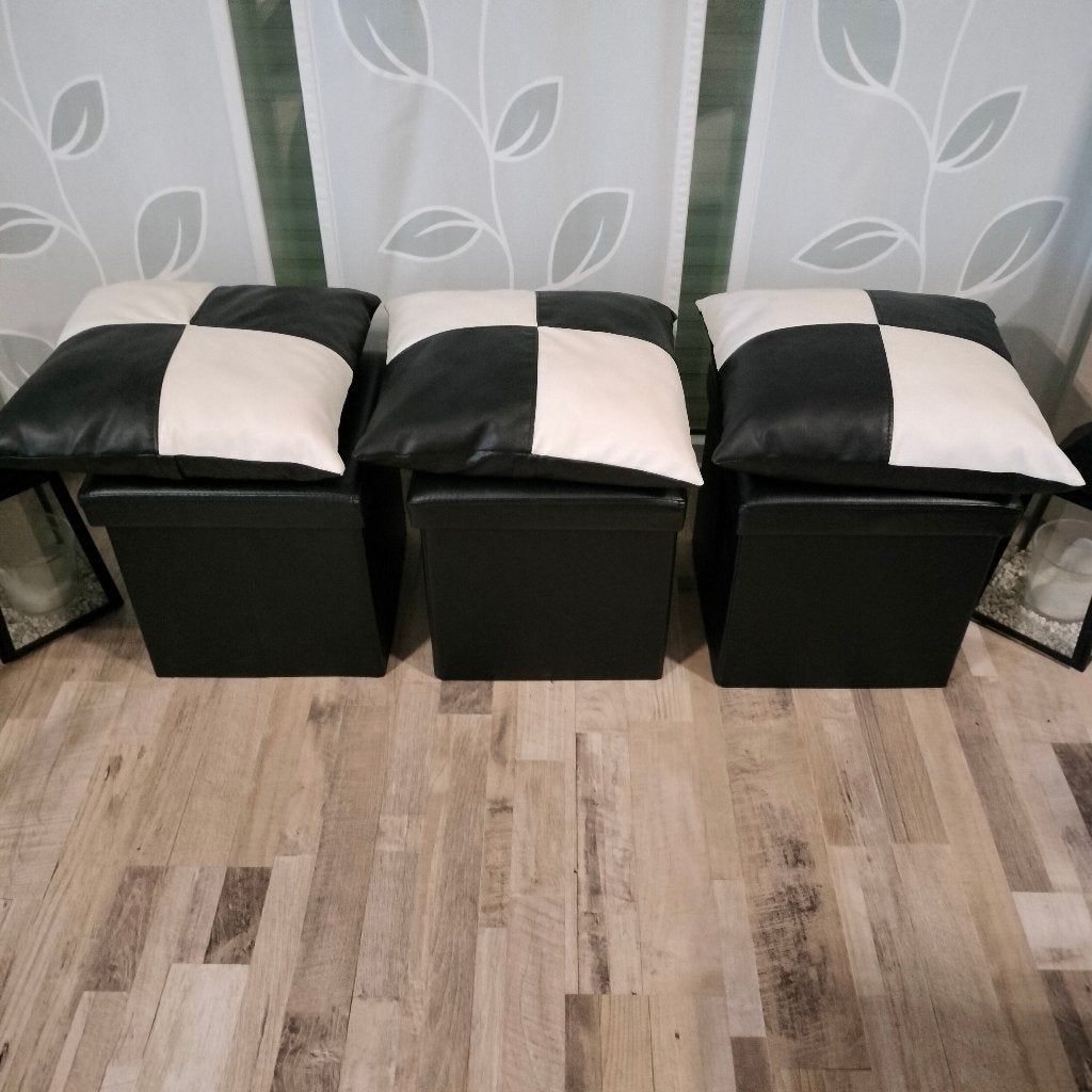 3 x pouf avec coussins, Enlèvement, Moins de 50 cm, Autres matériaux, Moins de 50 cm