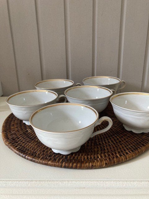 Tasses à café vintage à bords dorés, Enlèvement, Utilisé, Vintage