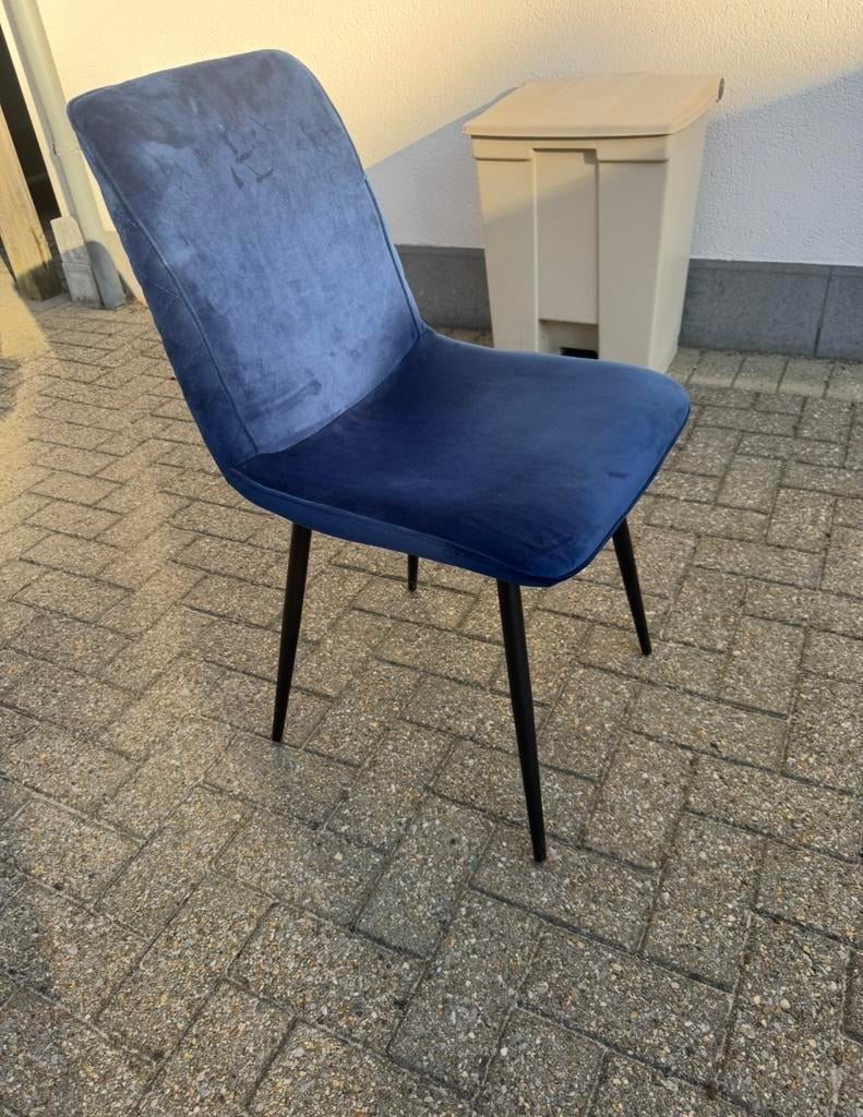 6 Stoel fluweel velvet blauw nieuw !, Huis en Inrichting, Stoelen, Ophalen, Nieuw, Blauw, Vijf, Zes of meer stoelen