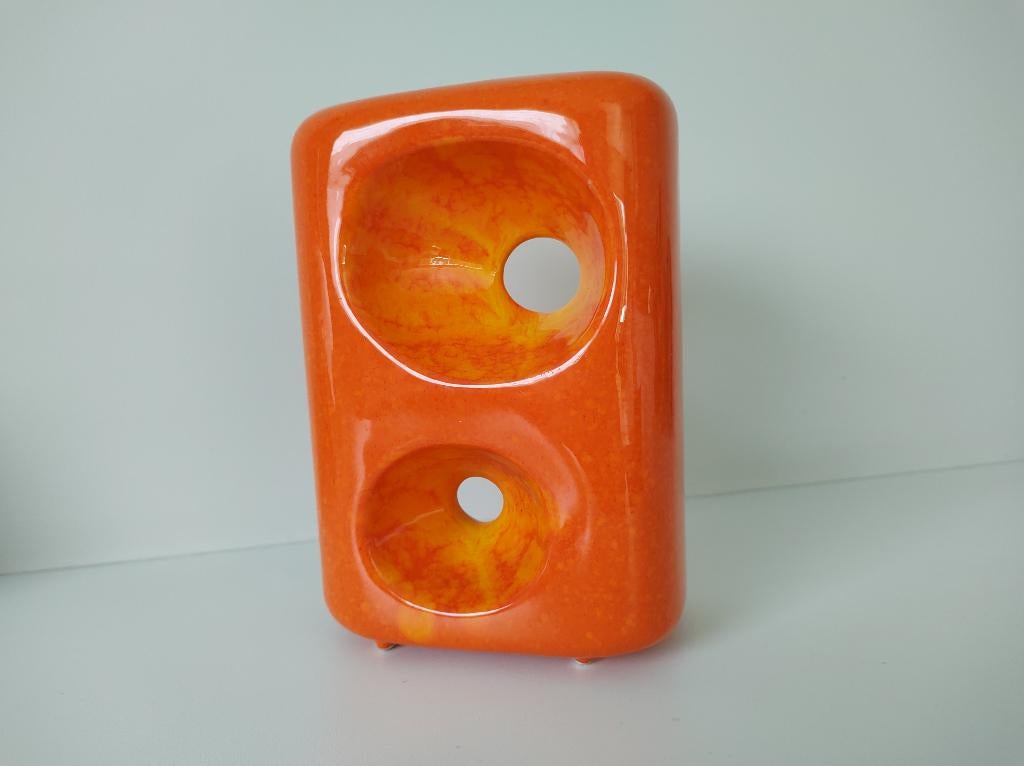Bertoncello - Roberto Rigon - vase en forme de bloc-vintage, Maison & Meubles, Accessoires pour la Maison | Vases, Utilisé, Orange