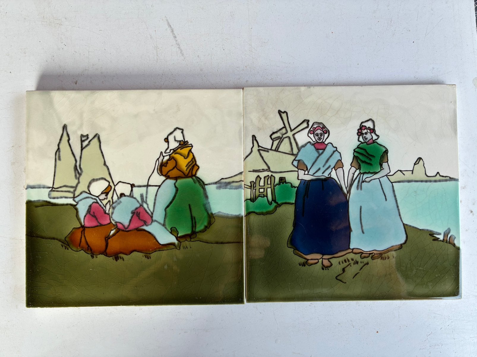 2 Art Nouveau tegels van Henri Cassiers, Antiek en Kunst, Ophalen of Verzenden