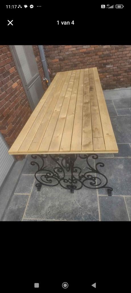 Smeedijzeren tuintafel gepoedercoat, Enlèvement, Comme neuf, Rectangulaire, Métal