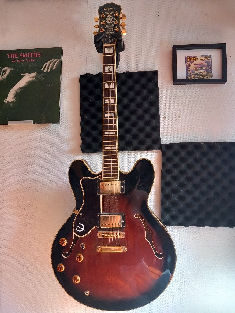 Epiphone Sheraton II lefty gaucher made in Korea 1993, Musique & Instruments, Enlèvement ou Envoi, Comme neuf, Hollow body, Epiphone