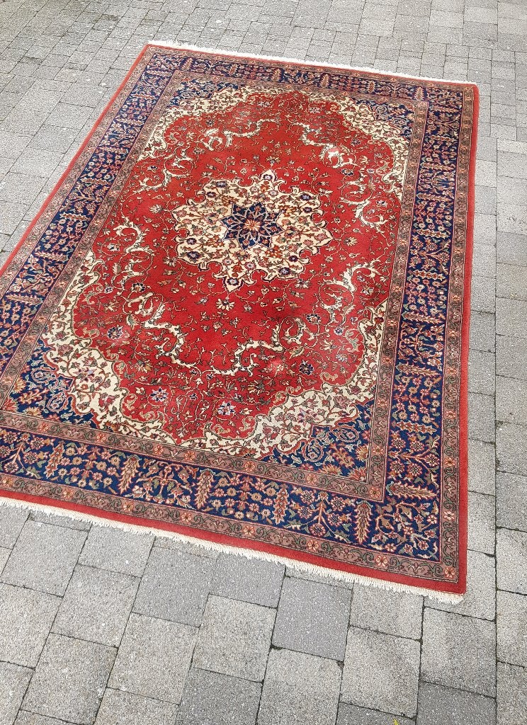 Handgeknoopt Perzisch Tabriz tapijt 308x203 cm + certificaat, Antiek en Kunst, Ophalen