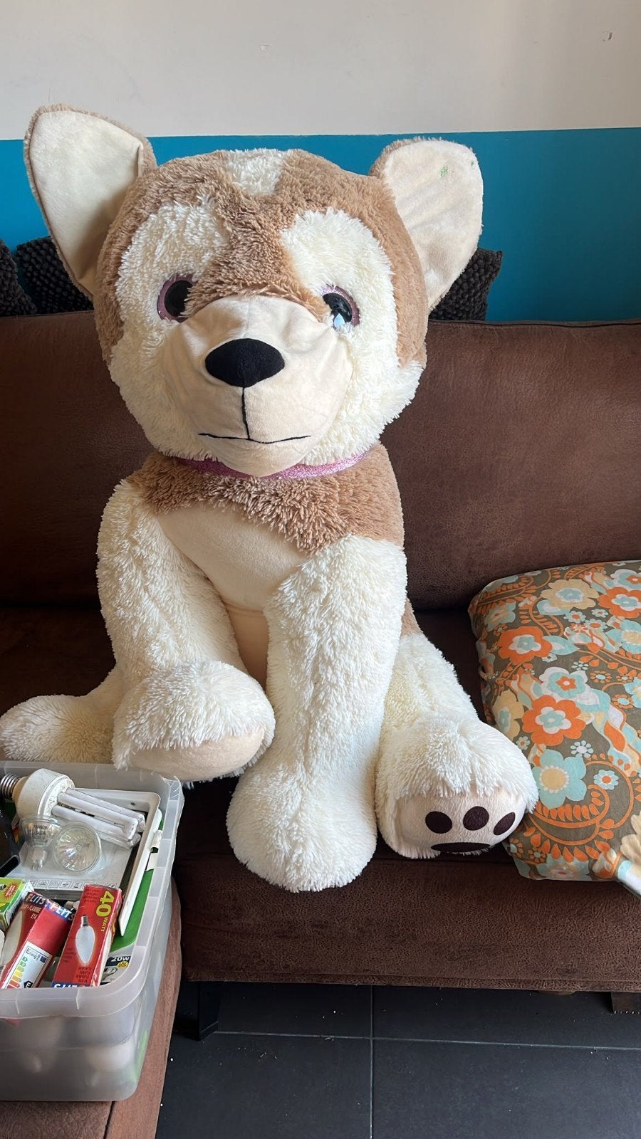 Grote knuffel hond wolf, Ophalen, Overige karakters, Hond, Zo goed als nieuw