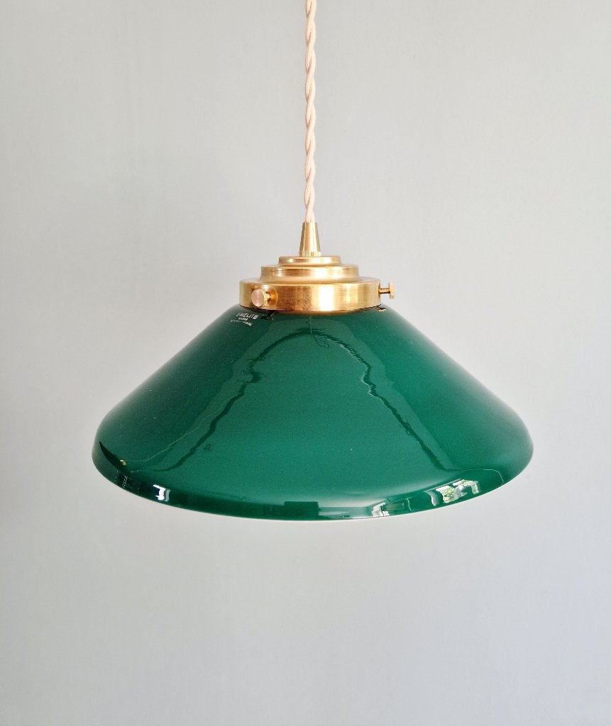 Duo de suspensions en opaline verte, style Art Déco, Enlèvement ou Envoi