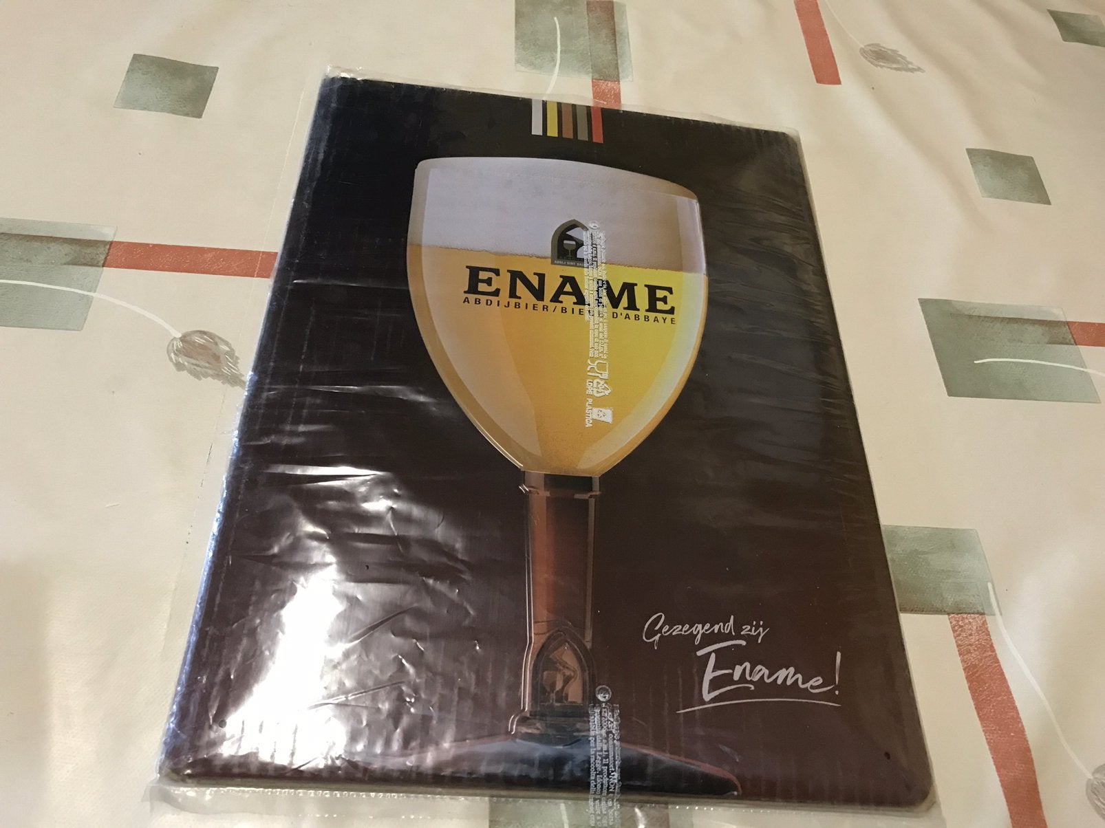 Ename bier reclamebord metaal, Verzamelen, Ophalen of Verzenden, Zo goed als nieuw, Reclamebord