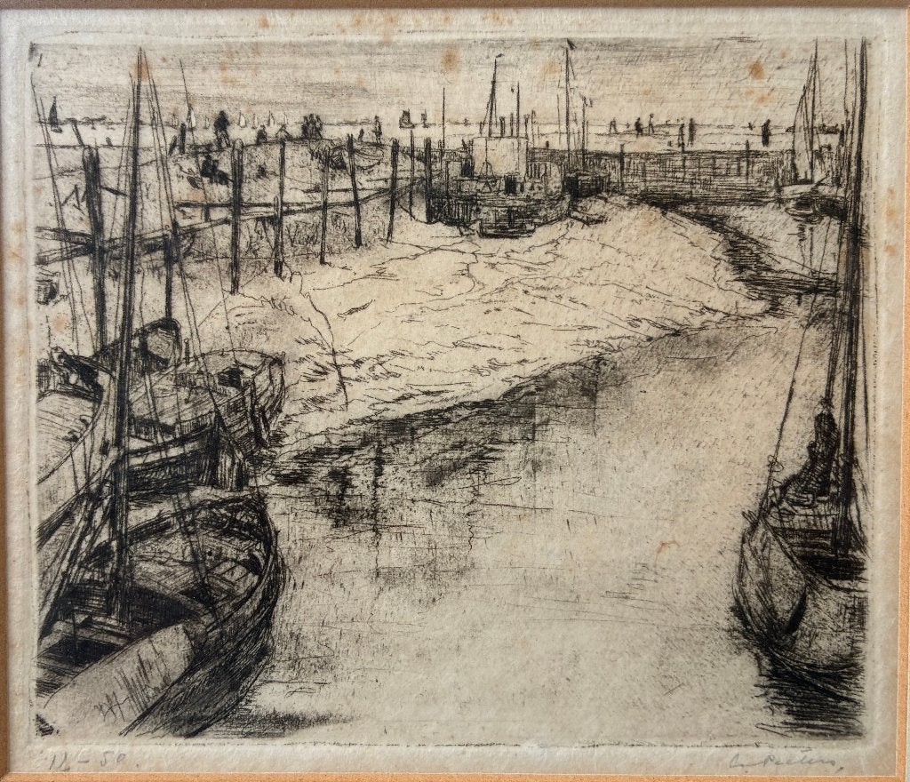 Ets van Louis Peeters - Zeilwedstrijd in Doel (12/50), Dagelijks leven, Ets, Genummerd, Ophalen of Verzenden