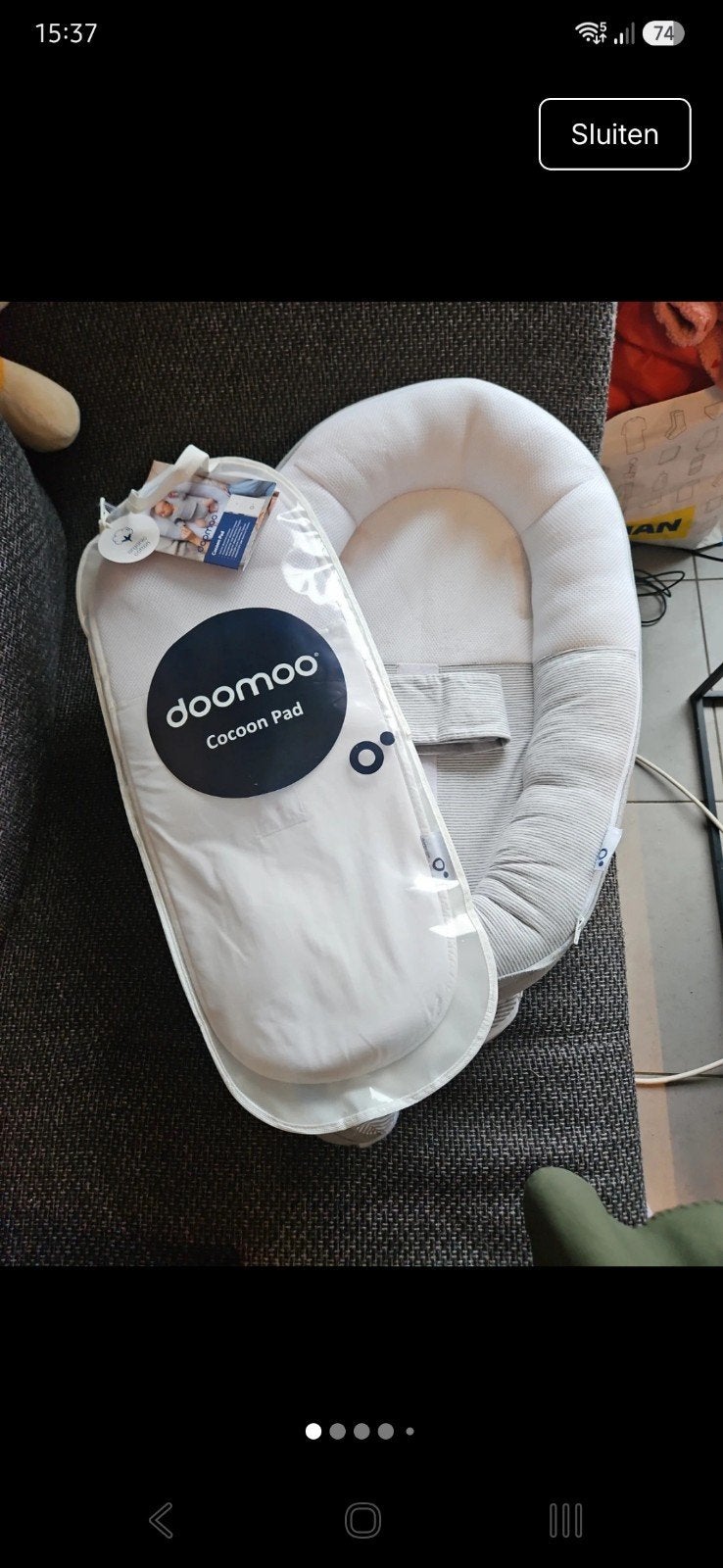 Doomoo cocoon + pad, Kinderen en Baby's, Dekens, Slaapzakjes en Inbakerproducten, Ophalen, Gebruikt, Grijs, Doomoo