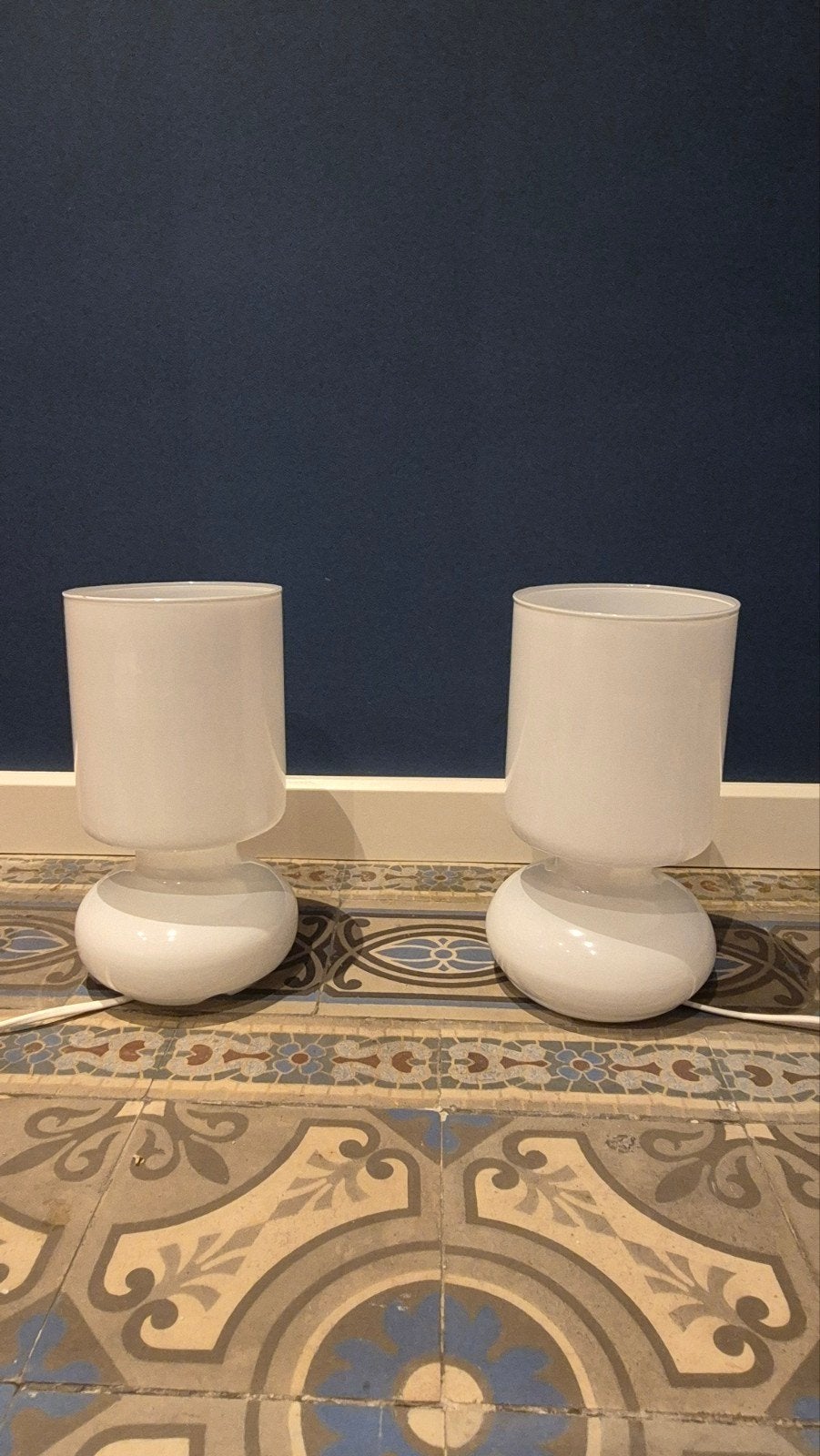 vintage ikea nachtlamp tafellamp glas lykta, Ophalen, Vintage, Nachtlamp, Wit