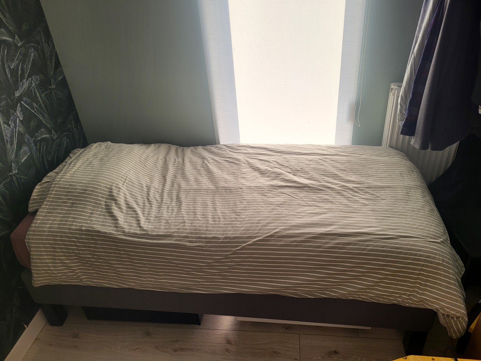 1 persoonsbed (boxspring + matras), Ophalen, Gebruikt, 90 cm, Eenpersoons