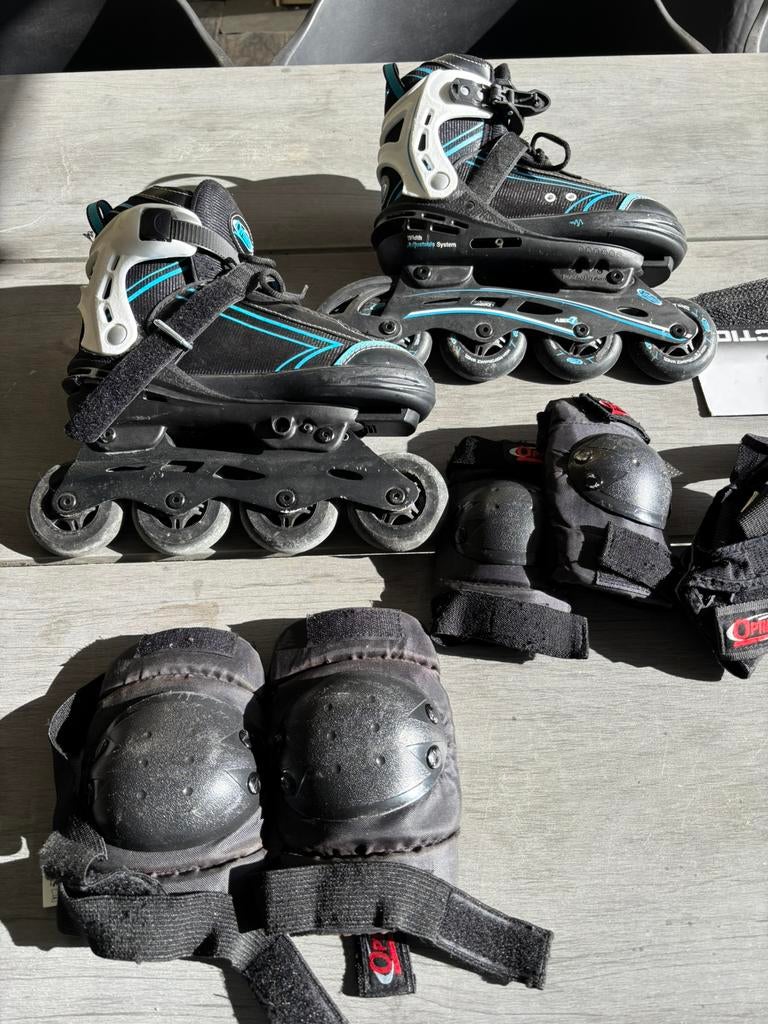 Inlineskates Optimum maat 35-40 + bescherming, Sports & Fitness, Patins à roulettes alignées, Enlèvement, Comme neuf, Protection