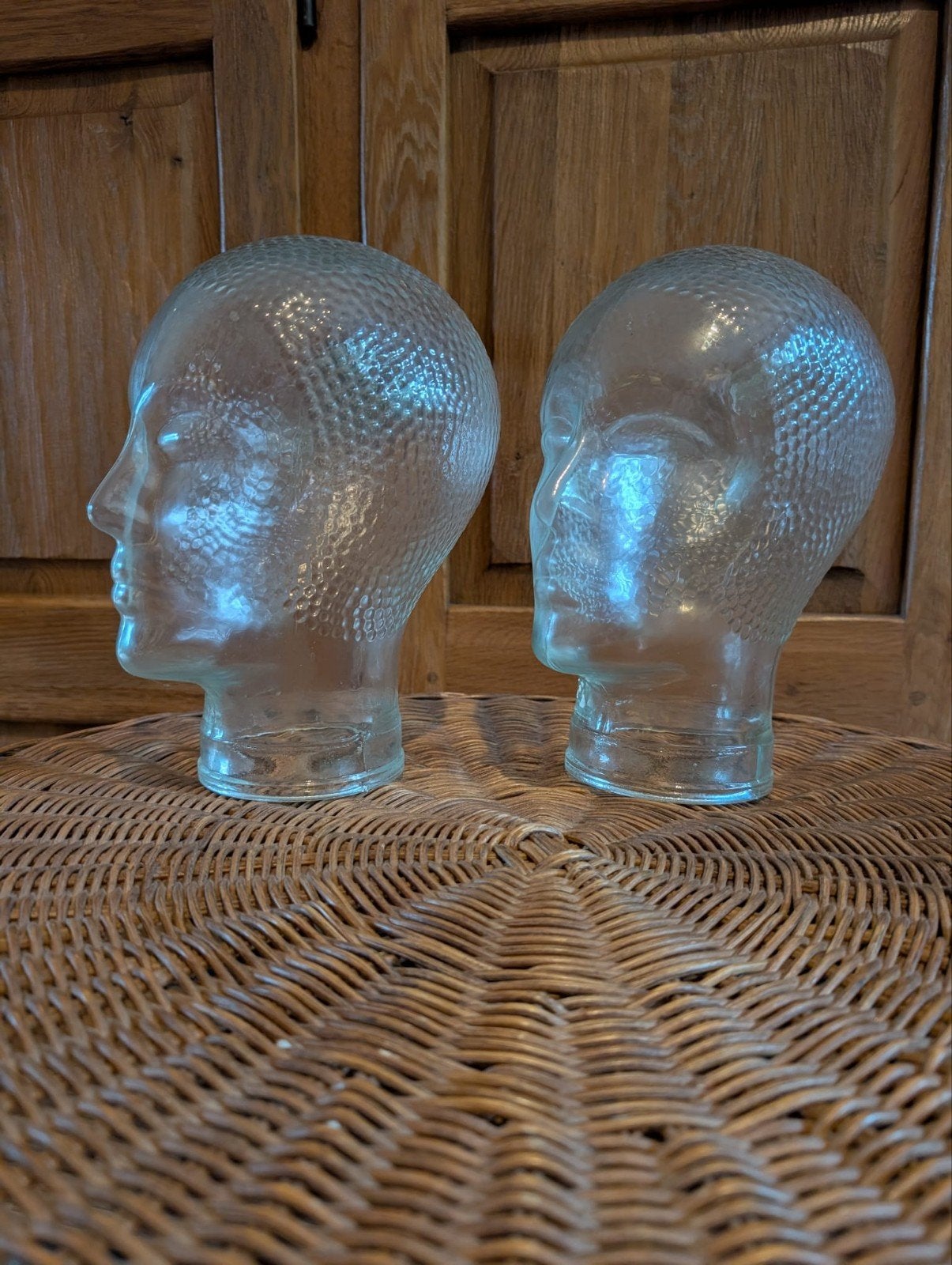 2 vintage mannequin glazen hoofden, Enlèvement ou Envoi